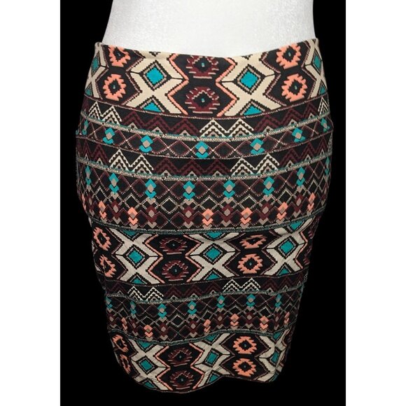 Charlotte Russe Southwestern Tribal Print Mini Skirt - Picture 2 of 5